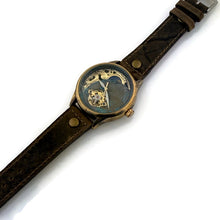Load image into Gallery viewer, Moon Mechanical Watch, blue And Gold Dial with Leather Band
