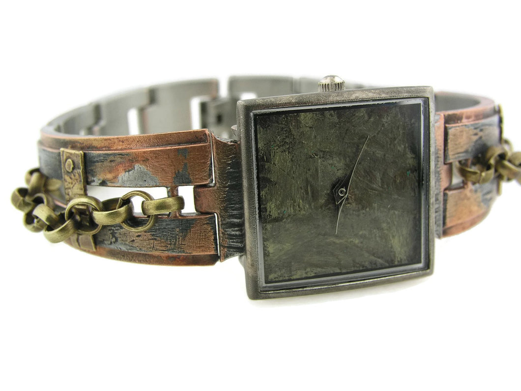 Women's brass Watch, green Dial