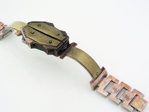 Copper & Brass Coffin Watch, Multicolor Dial
