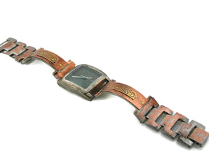 Copper & Brass Watch, bluer Dial