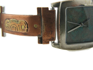 Copper & Brass Watch, bluer Dial
