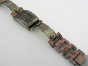 Men's brass & silver Watch, Multicolor Dial