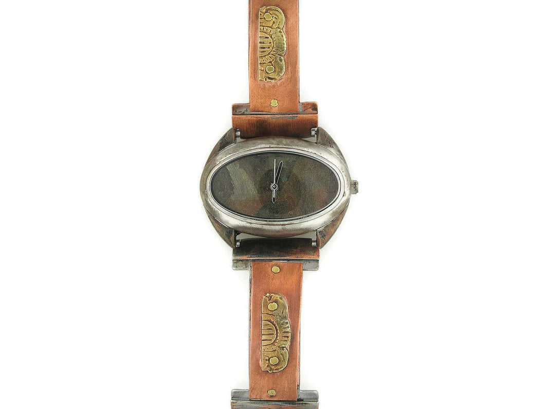Copper & Brass Watch, multicolor Dial