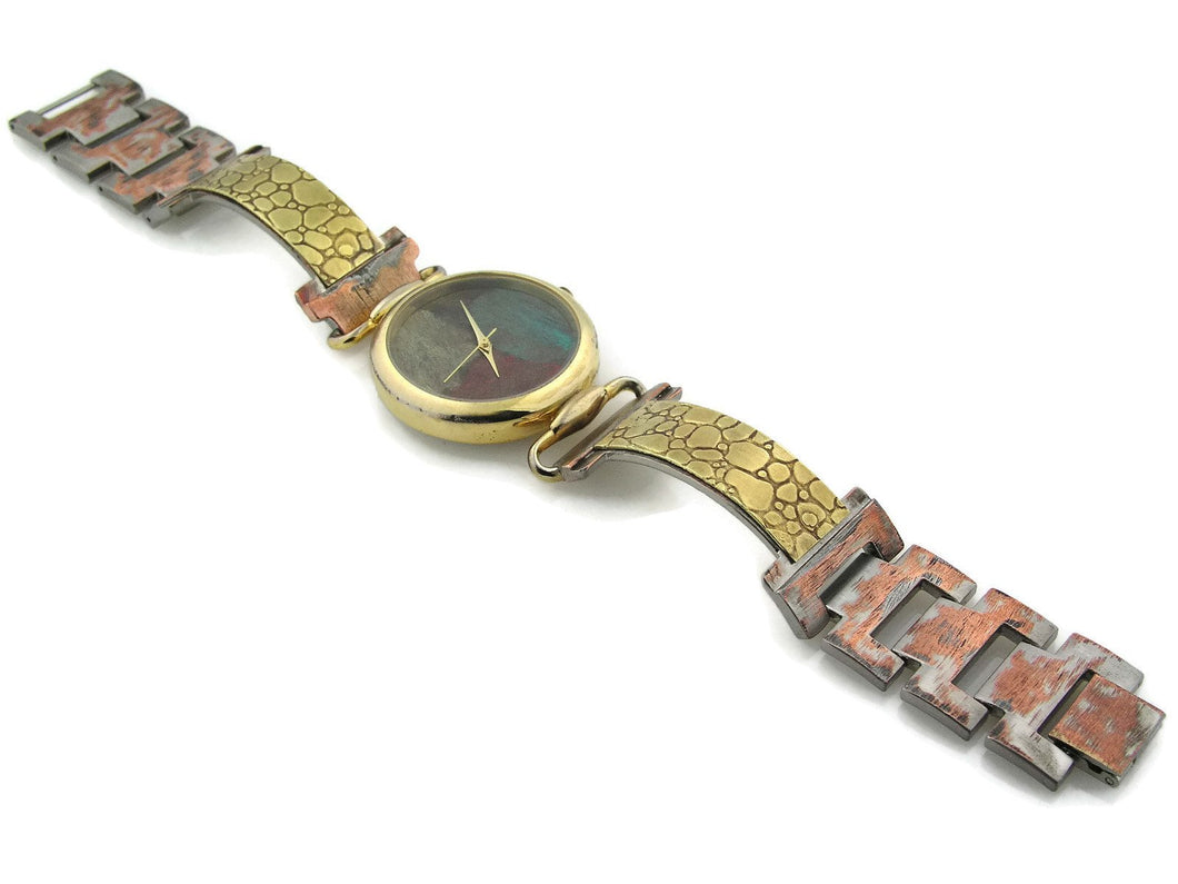 Brass Watch, multicolor Dial