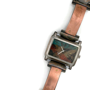 Women's Large  Copper Watch With Multi Color Dial