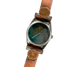 Load image into Gallery viewer, Copper &amp; brass Watch, Blue Silver and Gold Dial
