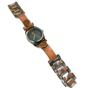 Copper & brass Watch, Blue Silver and Gold Dial