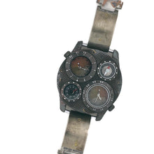 Load image into Gallery viewer, Large Dial Two Time Zone Silver Watch with Compass And Thermometer
