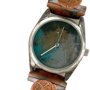 Copper & brass Watch, Blue Silver and Gold Dial