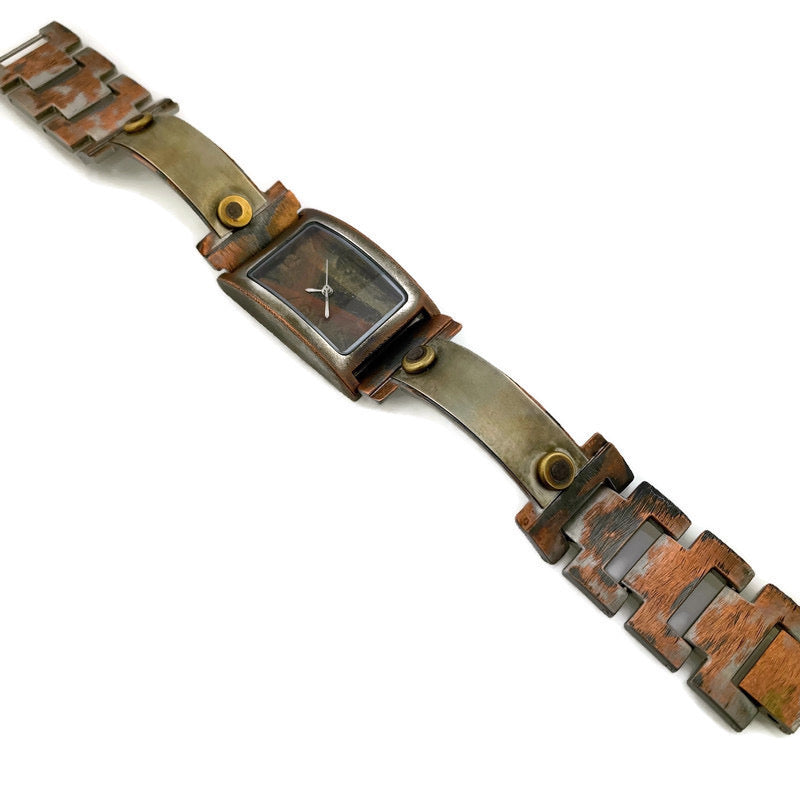 Silver & Copper & Brass Watch With Earth Tone Dial – Paternoster Designs