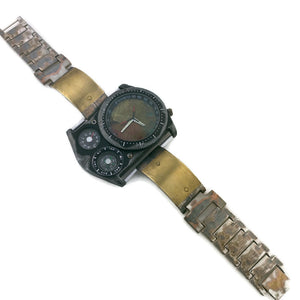 Men's Large Dial  Brass Watch with Compass And Thermometer