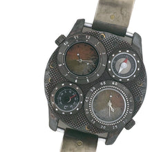 Load image into Gallery viewer, Large Dial Two Time Zone Silver Watch with Compass And Thermometer
